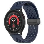 For Samsung Galaxy Watch 5 Pro  45mm 20mm Folding Magnetic Clasp Silicone Watch Band(Midnight Blue)