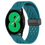 For Samsung Galaxy Watch 4 44mm 20mm Folding Magnetic Clasp Silicone Watch Band(Hidden Green)