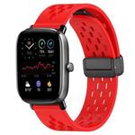 For Amazfit GTS 4 Mini 20mm Folding Magnetic Clasp Silicone Watch Band(Red)