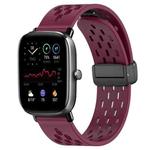 For Amazfit GTS 4 Mini 20mm Folding Magnetic Clasp Silicone Watch Band(Burgundy)