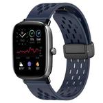 For Amazfit GTS 4 Mini 20mm Folding Magnetic Clasp Silicone Watch Band(Midnight Blue)