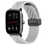 For Amazfit GTS 2 Mini 20mm Folding Magnetic Clasp Silicone Watch Band(Light Grey)