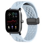 For Amazfit GTS 2 Mini 20mm Folding Magnetic Clasp Silicone Watch Band(Light Blue)
