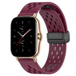 For Amazfit GTS 2 20mm Folding Magnetic Clasp Silicone Watch Band(Burgundy)