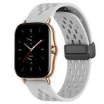 For Amazfit GTS 2 20mm Folding Magnetic Clasp Silicone Watch Band(Light Grey)
