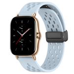 For Amazfit GTS 2 20mm Folding Magnetic Clasp Silicone Watch Band(Light Blue)