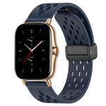 For Amazfit GTS 2 20mm Folding Magnetic Clasp Silicone Watch Band(Midnight Blue)