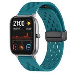 For Amazfit GTS 20mm Folding Magnetic Clasp Silicone Watch Band(Hidden Green)