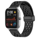 For Amazfit GTS 20mm Folding Magnetic Clasp Silicone Watch Band(Black)