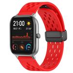For Amazfit GTS 20mm Folding Magnetic Clasp Silicone Watch Band(Red)