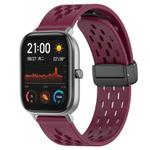 For Amazfit GTS 20mm Folding Magnetic Clasp Silicone Watch Band(Burgundy)