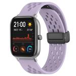 For Amazfit GTS 20mm Folding Magnetic Clasp Silicone Watch Band(Purple)