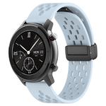 For Amazfit GTR 42mm 20mm Folding Magnetic Clasp Silicone Watch Band(Light Blue)