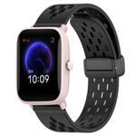 For Amazfit Pop Pro 20mm Folding Magnetic Clasp Silicone Watch Band(Black)