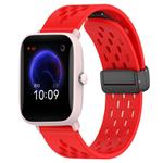For Amazfit Pop Pro 20mm Folding Magnetic Clasp Silicone Watch Band(Red)
