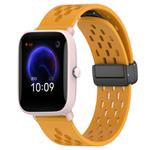 For Amazfit Pop Pro 20mm Folding Magnetic Clasp Silicone Watch Band(Yellow)