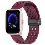 For Amazfit Pop Pro 20mm Folding Magnetic Clasp Silicone Watch Band(Burgundy)
