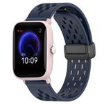 For Amazfit Pop Pro 20mm Folding Magnetic Clasp Silicone Watch Band(Midnight Blue)