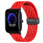 For Amazfit Pop 20mm Folding Magnetic Clasp Silicone Watch Band(Red)