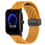 For Amazfit Pop 20mm Folding Magnetic Clasp Silicone Watch Band(Yellow)