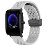 For Amazfit Pop 20mm Folding Magnetic Clasp Silicone Watch Band(Light Grey)