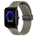 For Amazfit Pop 20mm Folding Magnetic Clasp Silicone Watch Band(Space Ash)