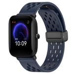 For Amazfit Pop 20mm Folding Magnetic Clasp Silicone Watch Band(Midnight Blue)