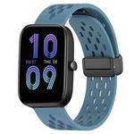 For Amazfit Bip3 20mm Folding Magnetic Clasp Silicone Watch Band(Blue)