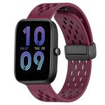 For Amazfit Bip3 20mm Folding Magnetic Clasp Silicone Watch Band(Burgundy)
