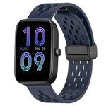 For Amazfit Bip3 20mm Folding Magnetic Clasp Silicone Watch Band(Midnight Blue)