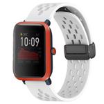 For Amazfit Bip 1S 20mm Folding Magnetic Clasp Silicone Watch Band(White)