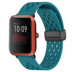 For Amazfit Bip 1S 20mm Folding Magnetic Clasp Silicone Watch Band(Hidden Green)