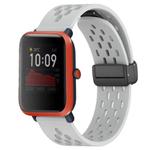 For Amazfit Bip 1S 20mm Folding Magnetic Clasp Silicone Watch Band(Light Grey)