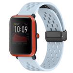 For Amazfit Bip 1S 20mm Folding Magnetic Clasp Silicone Watch Band(Light Blue)