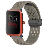 For Amazfit Bip 1S 20mm Folding Magnetic Clasp Silicone Watch Band(Space Ash)