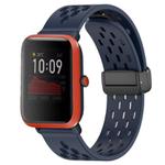 For Amazfit Bip 1S 20mm Folding Magnetic Clasp Silicone Watch Band(Midnight Blue)
