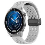 For Huawei Watch GT3 Pro 43mm 20mm Folding Magnetic Clasp Silicone Watch Band(Light Grey)