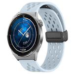 For Huawei Watch GT3 Pro 43mm 20mm Folding Magnetic Clasp Silicone Watch Band(Light Blue)