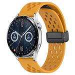 For Huawei Watch GT3 42mm 20mm Folding Magnetic Clasp Silicone Watch Band(Yellow)