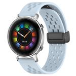 For Huawei Watch GT2 42mm 20mm Folding Magnetic Clasp Silicone Watch Band(Light Blue)