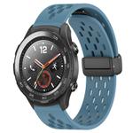 For Huawei Watch 2 20mm Folding Magnetic Clasp Silicone Watch Band(Blue)