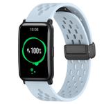 For Honor Watch ES 20mm Folding Magnetic Clasp Silicone Watch Band(Light Blue)