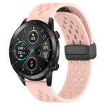 For Honor MagicWatch2 42mm 20mm Folding Magnetic Clasp Silicone Watch Band(Pink)
