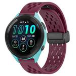 For Garmin Forerunner 265 22mm Folding Magnetic Clasp Silicone Watch Band(Wine Red)