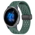 For Garmin Venu 2 22mm Folding Magnetic Clasp Silicone Watch Band(Dark Green)