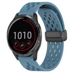 For Garmin Vivoactive 4 22mm Folding Magnetic Clasp Silicone Watch Band(Blue)