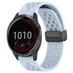 For Garmin Vivoactive 4 22mm Folding Magnetic Clasp Silicone Watch Band(Light Blue)
