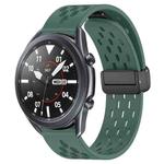 For Samsung Galaxy Watch3 45mm 22mm Folding Magnetic Clasp Silicone Watch Band(Dark Green)