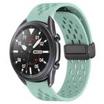 For Samsung Galaxy Watch3 45mm 22mm Folding Magnetic Clasp Silicone Watch Band(Teal)