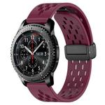 For Samsung Gear S3 Frontier 22mm Folding Magnetic Clasp Silicone Watch Band(Wine Red)